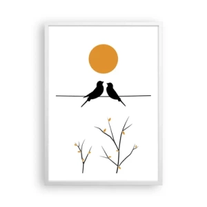 Plakat w białej ramie - Słowiczy wieczór - 50x70 cm