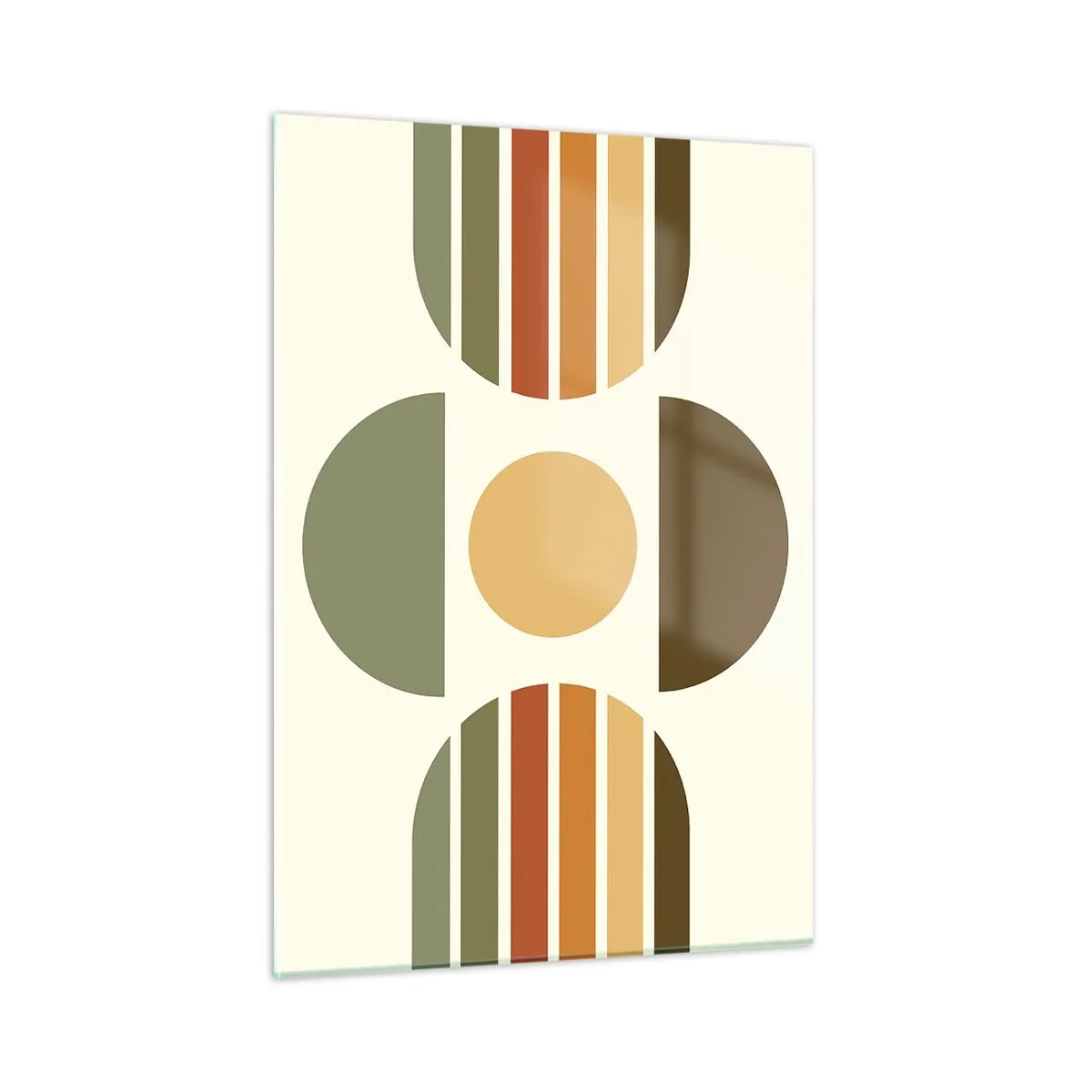Obraz na szkle - Abstract geometric design with earthy tones and bold shapes - 50x70cm - W kolorach ziemi - Nowoczesna dekoracja ścienna do salonu, kuchni i sypialni ARTTOR