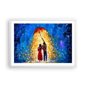 Plakat w białej ramie - Magia deszczowego wieczoru? - 70x50 cm