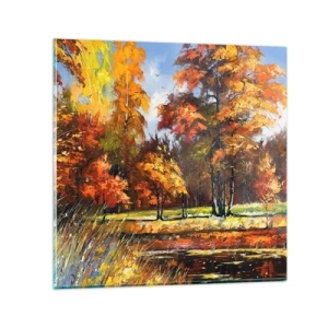 Obraz na szkle - Pejzaż w złocie i brązie - 40x40 cm