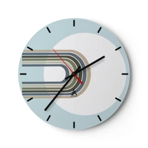 Zegar ścienny - Graficzne linie w kształcie magnesu na błękitnym tle - 30x30cm - Nieodparte przyciąganie - Nowoczesna dekoracja ścienna do salonu, kuchni i sypialni ARTTOR