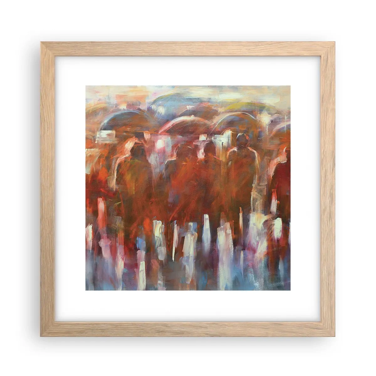 Plakat w ramie jasny dąb - Równi w deszczu i mgle - 30x30 cm