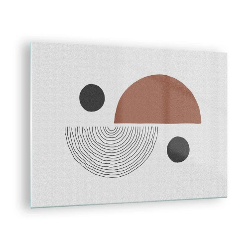 Obraz na szkle - Geometryczne figury na jasnym tle w stylu abstrakcji - 70x50cm - Doskonałość koła - Nowoczesna dekoracja ścienna do salonu i sypialni ARTTOR