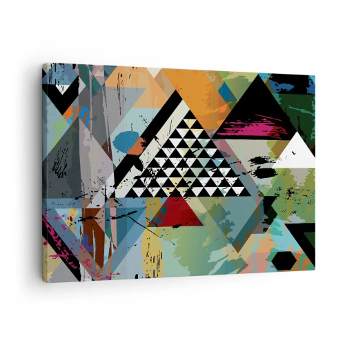 Obraz na płótnie - Abstrakcyjna kompozycja geometrycznych kształtów i barw - 70x50cm - Jakie to proste - Nowoczesna dekoracja ścienna do salonu i sypialni ARTTOR