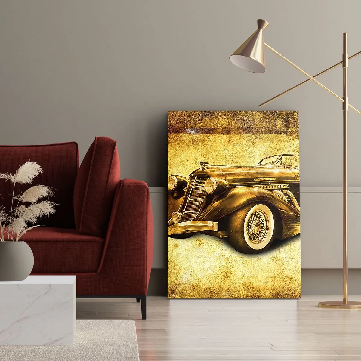 Obraz na płótnie - Zabytkowy kabriolet w stylu retro - 50x70cm - Elita elit - Nowoczesna dekoracja ścienna do salonu, kuchni i sypialni ARTTOR