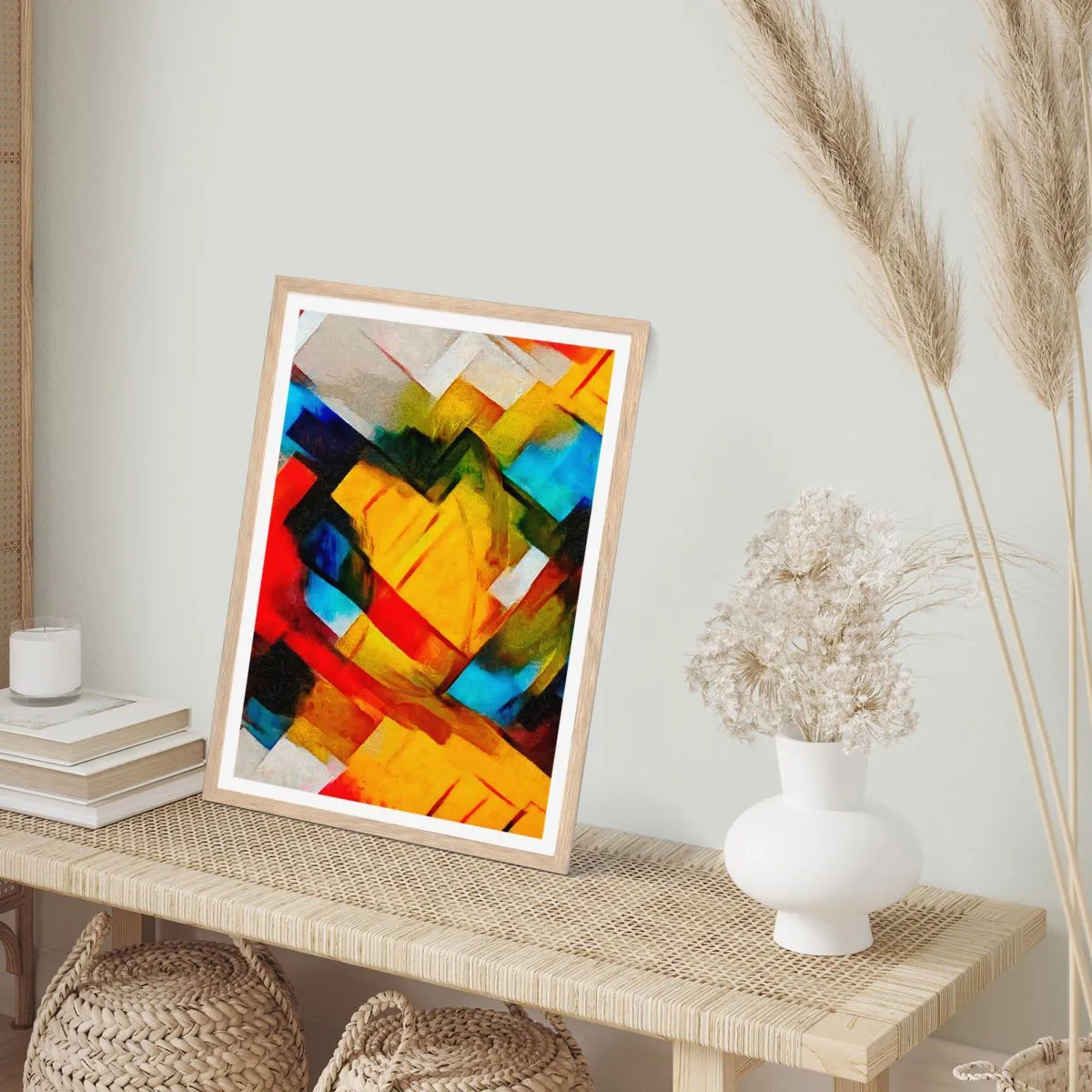 Plakat w ramie jasny dąb - Różnobarwny przekładaniec - 30x40 cm