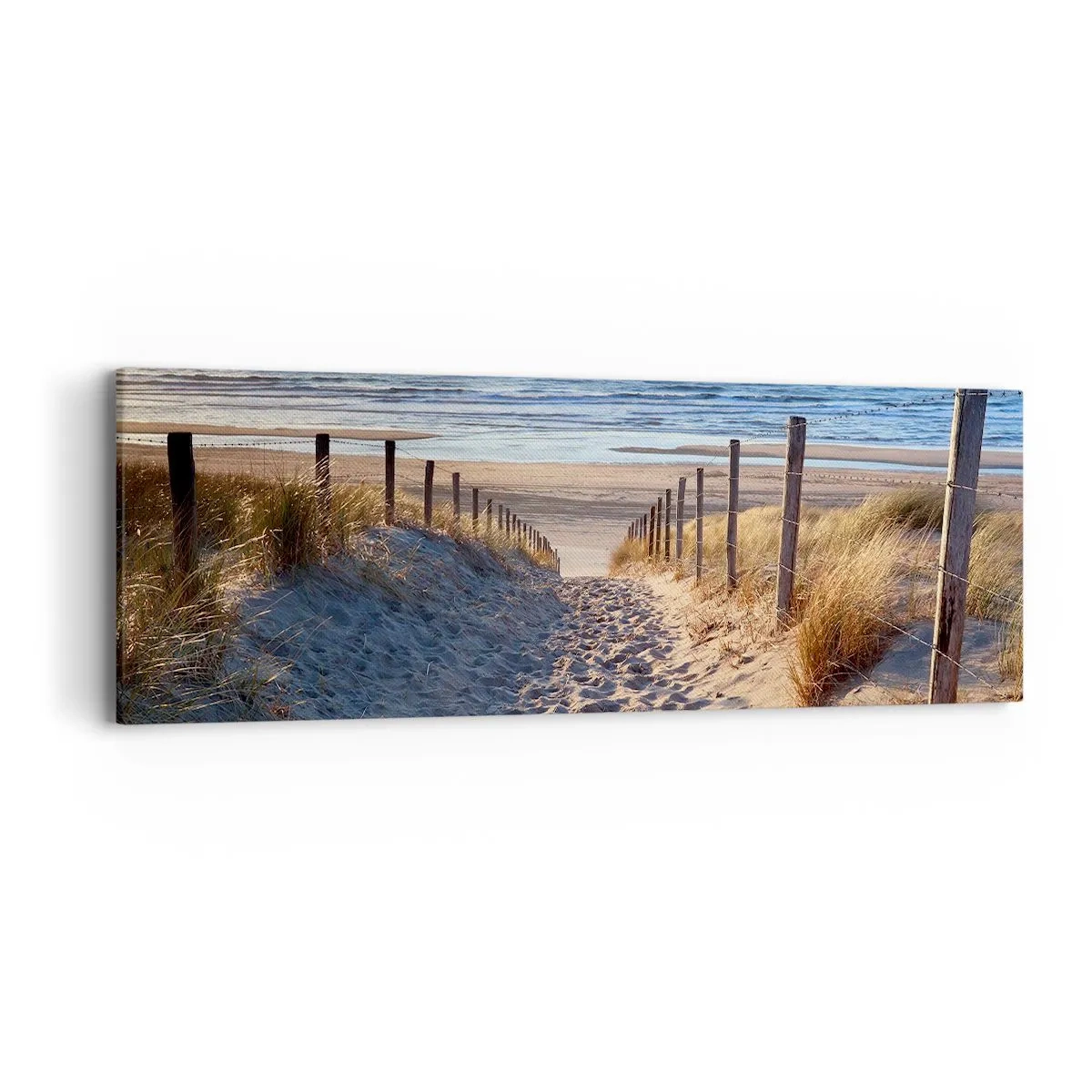 Obraz na płótnie - Morza szum, ptaków śpiew, dzika plaża pośród traw… - 90x30 cm