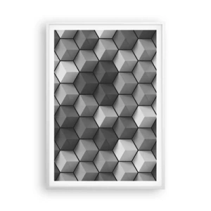 Plakat w białej ramie - Kubistyczna układanka - 70x100 cm