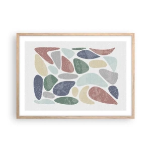 Plakat w ramie jasny dąb - Mozaika pudrowanych barw - 70x50 cm