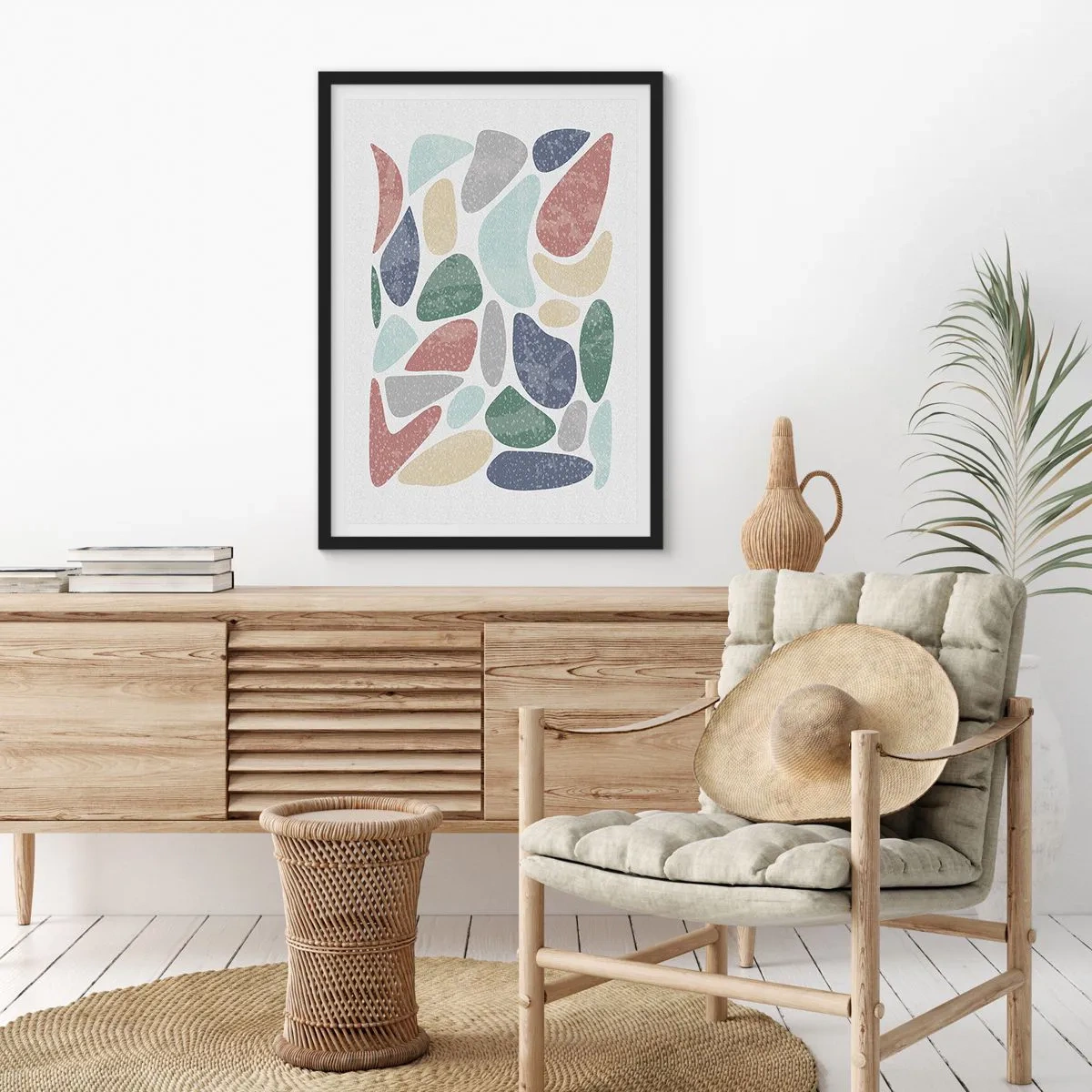 Plakat w czarnej ramie - Mozaika pudrowanych barw - 30x40 cm