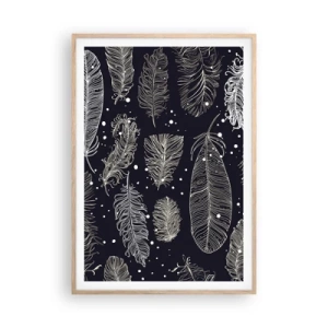 Plakat w ramie jasny dąb - Pierzasta koronka - 70x100 cm