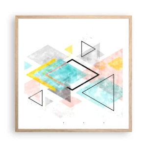 Plakat w ramie jasny dąb - Igraszka geometryczna - 60x60 cm