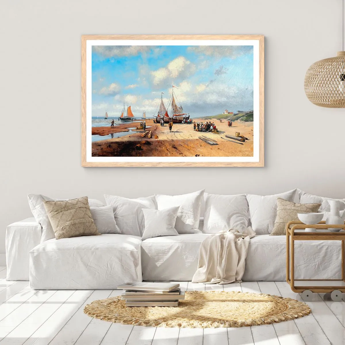 Plakat w ramie jasny dąb - Po udanym połowie - 91x61 cm