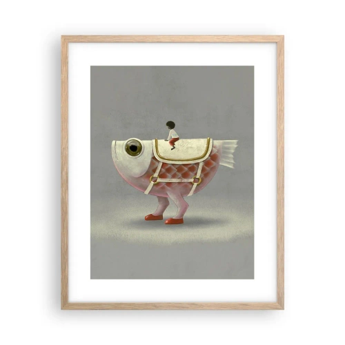 Plakat w ramie jasny dąb - Ryboński jeździec - 40x50 cm