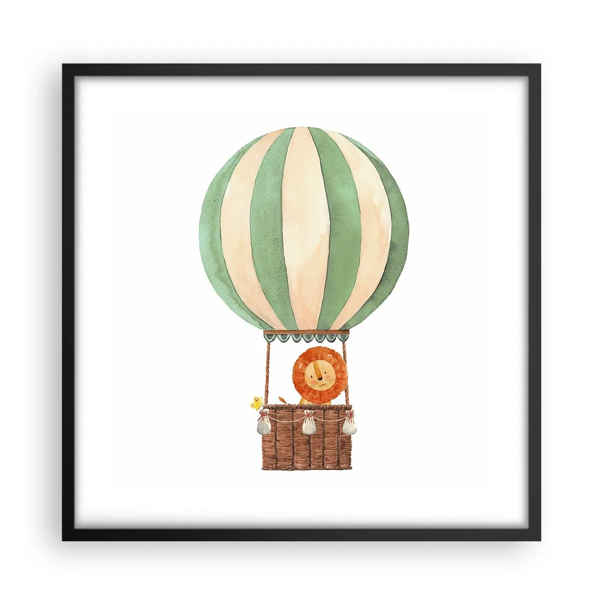 Plakat w czarnej ramie - Podróże Leona - 50x50 cm