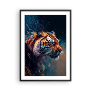 Plakat w czarnej ramie - Dynamiczny portret tygrysa w artystycznym stylu - 50x70cm - Dzikie piękno - Nowoczesna dekoracja ścienna do salonu i sypialni ARTTOR