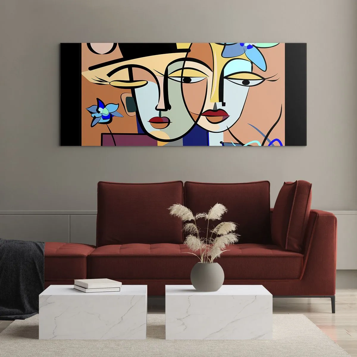 Obraz na szkle - Picassowskie randez vous - 100x40 cm