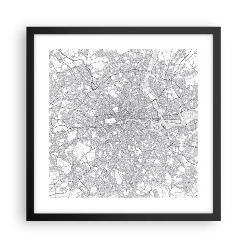 Plakat w czarnej ramie - Mapa londyńskiego labiryntu - 40x40 cm
