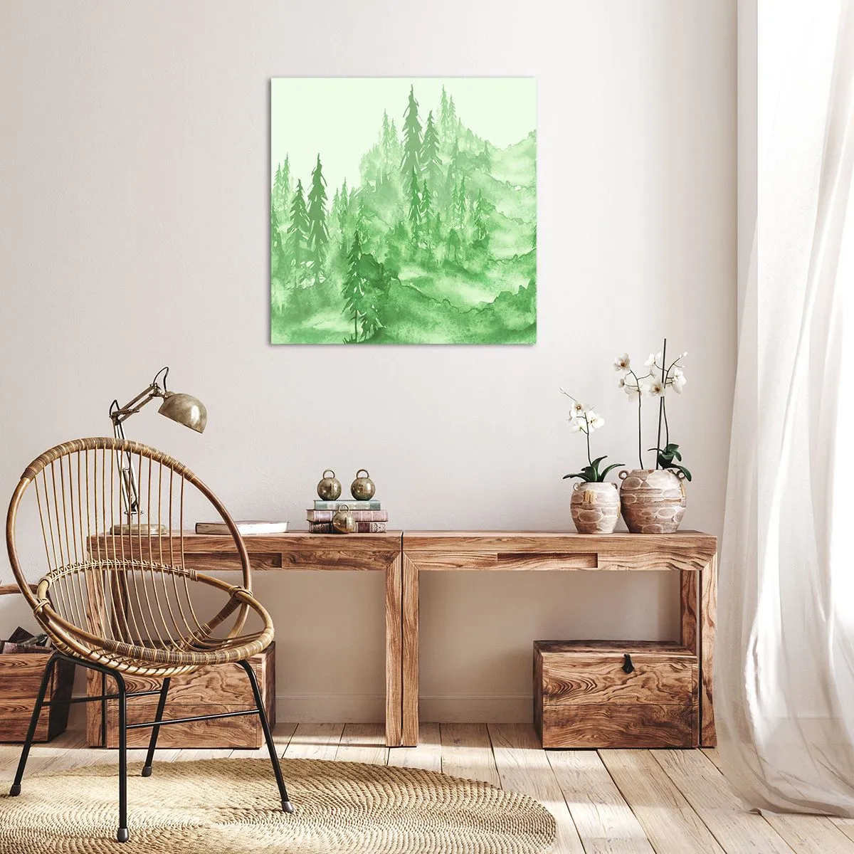 Obraz na płótnie - Rozmyty zieloną mgłą - 70x70 cm