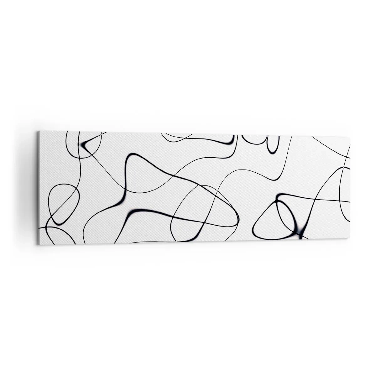Obraz na płótnie - Abstrakcyjne czarne linie na białym tle w minimalistycznym stylu - 160x50cm - Ścieżki życia, koleje losu - Nowoczesna dekoracja ścienna do salonu i sypialni ARTTOR