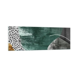 Obraz na szkle - Barwna abstrakcja z płatkiem złota - 90x30 cm