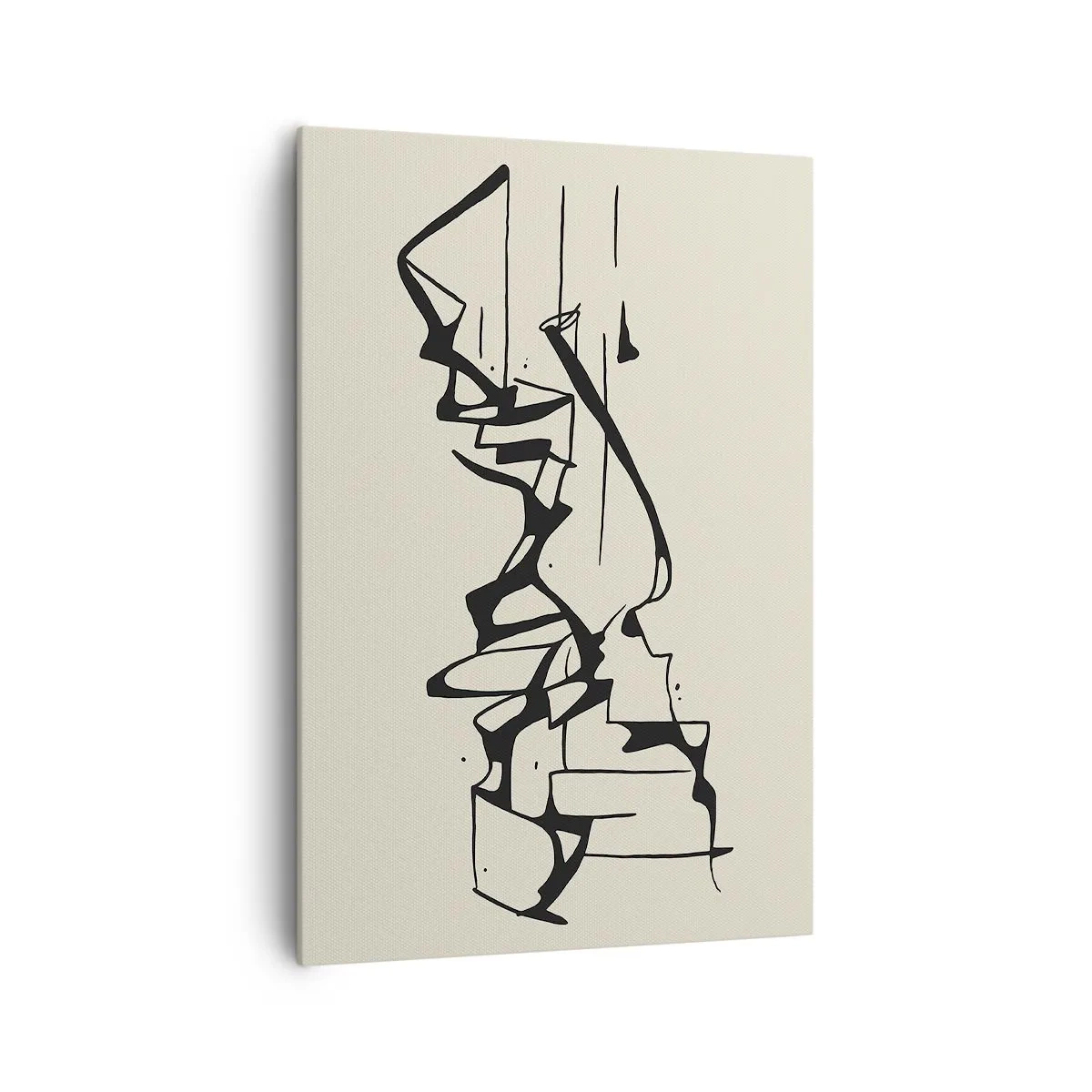 Obraz na płótnie - Abstrakcyjny rysunek gór w czarno-białej kolorystyce - 70x100cm - Być może pejzaż - Nowoczesna dekoracja ścienna do salonu i sypialni ARTTOR