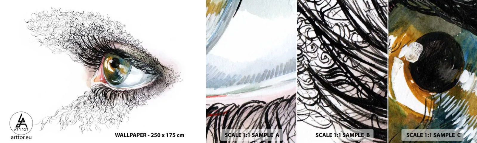 Fototapeta Próbka Samoprzylepna Deluxe Sticker - Zajrzyj wprost do duszy - Abstrakcja, Grafika, Oko - 100x30 cm