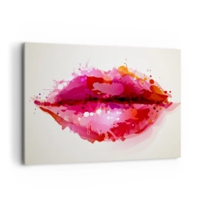 Obraz na płótnie - Abstrakcyjny motyw ust w odcieniach różu i czerwieni - 100x70cm - Czerwieńszy odcień czerwieni - Nowoczesna dekoracja ścienna do salonu, kuchni i sypialni ARTTOR