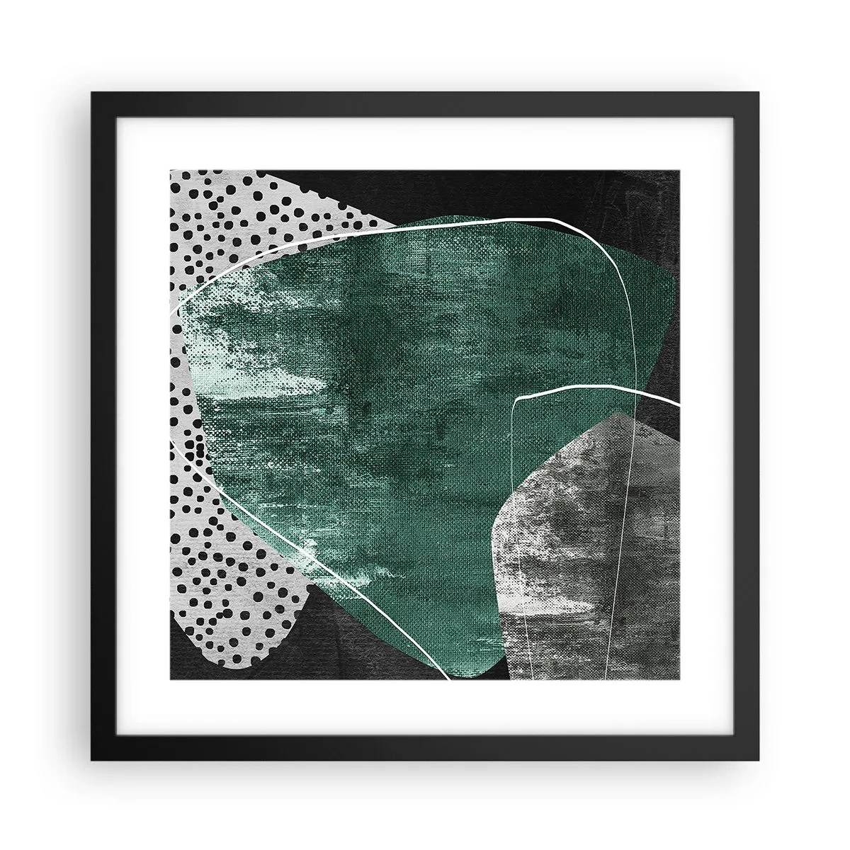 Plakat w czarnej ramie - Barwna abstrakcja z płatkiem złota - 40x40 cm