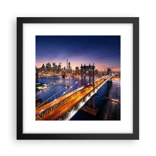 Plakat w czarnej ramie - Świetlistym mostem do serca miasta - 30x30 cm