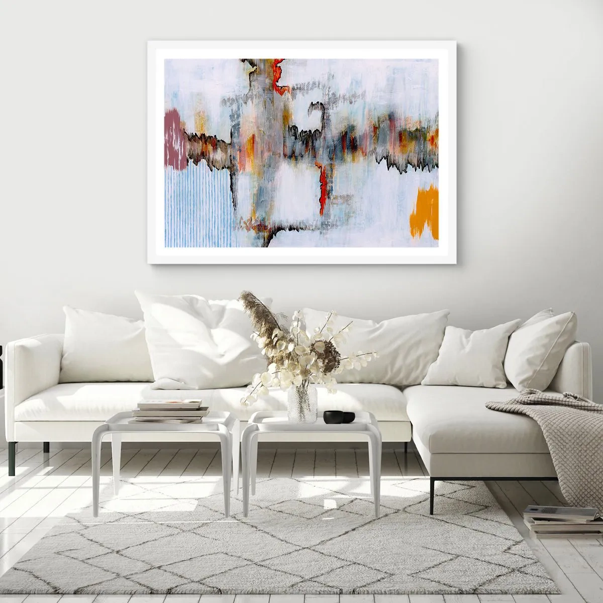 Plakat w białej ramie - Patykiem na wodzie - 50x40 cm