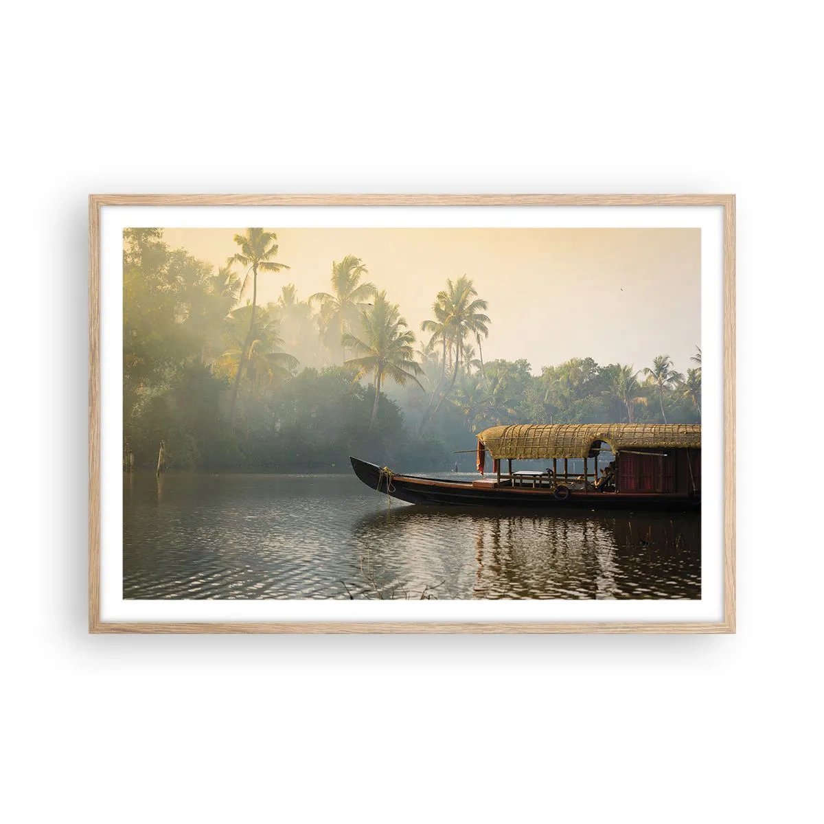Plakat w ramie jasny dąb - Dom na rzece - 91x61 cm