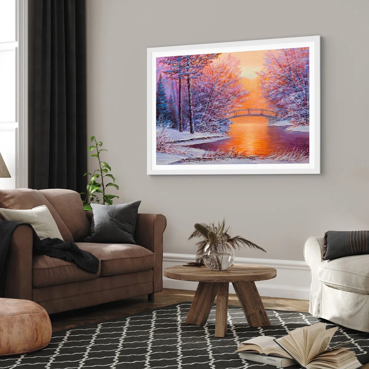 Plakat w białej ramie - Spotkajmy się tu - 50x40 cm