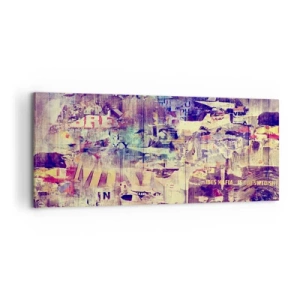 Obraz na płótnie - Kolorowy abstrakcyjny kolaż z tekstami i grafikami - 120x50cm - I tyle zostanie - Nowoczesna dekoracja ścienna do salonu i sypialni ARTTOR