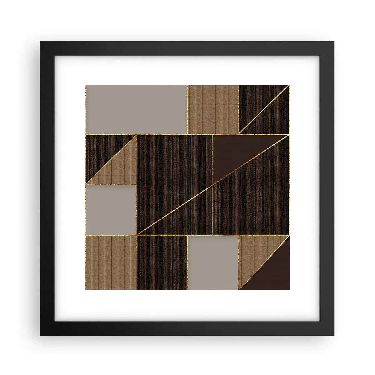 Plakat w czarnej ramie - Mozaika brązów i złota - 30x30 cm