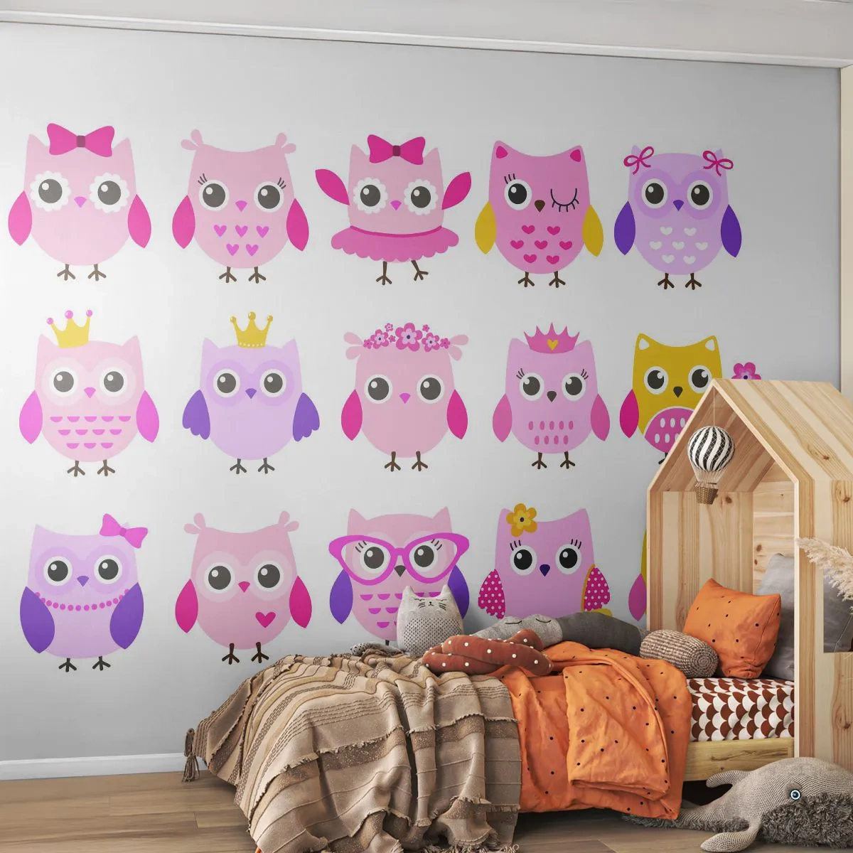 Fototapeta Samoprzylepna Deluxe Sticker - Jedna słodsza od drugiej - Ptaki, Sowa, Dla Dzieci - 250x175 cm