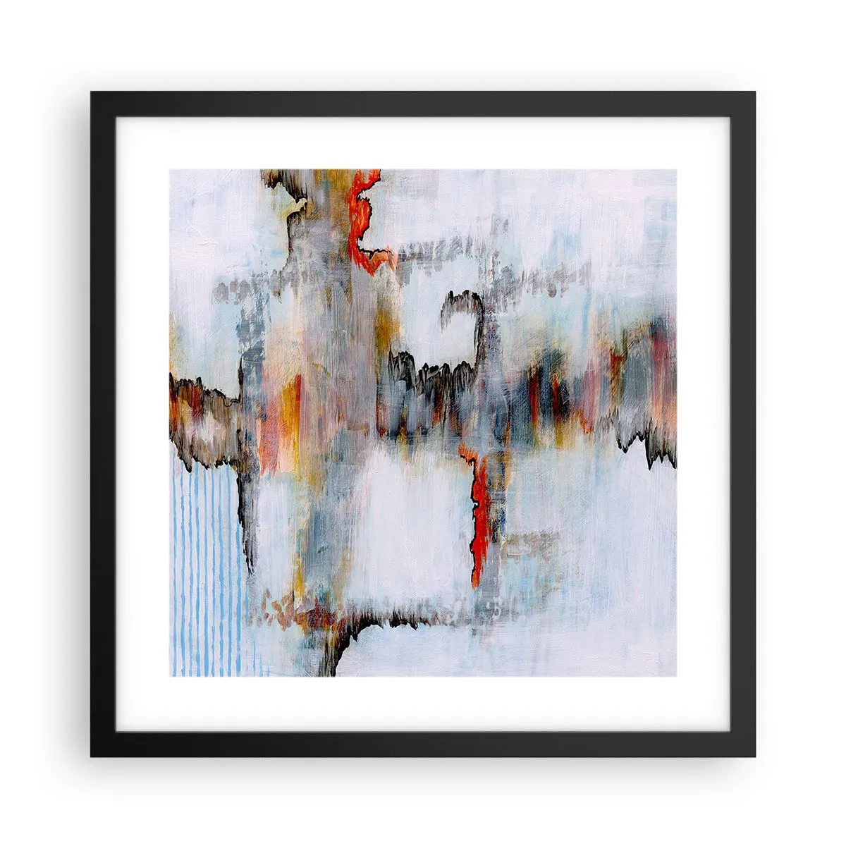 Plakat w czarnej ramie - Patykiem na wodzie - 40x40 cm