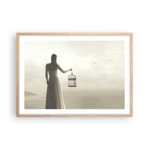 Plakat w ramie jasny dąb - Bądź wolna - 70x50 cm