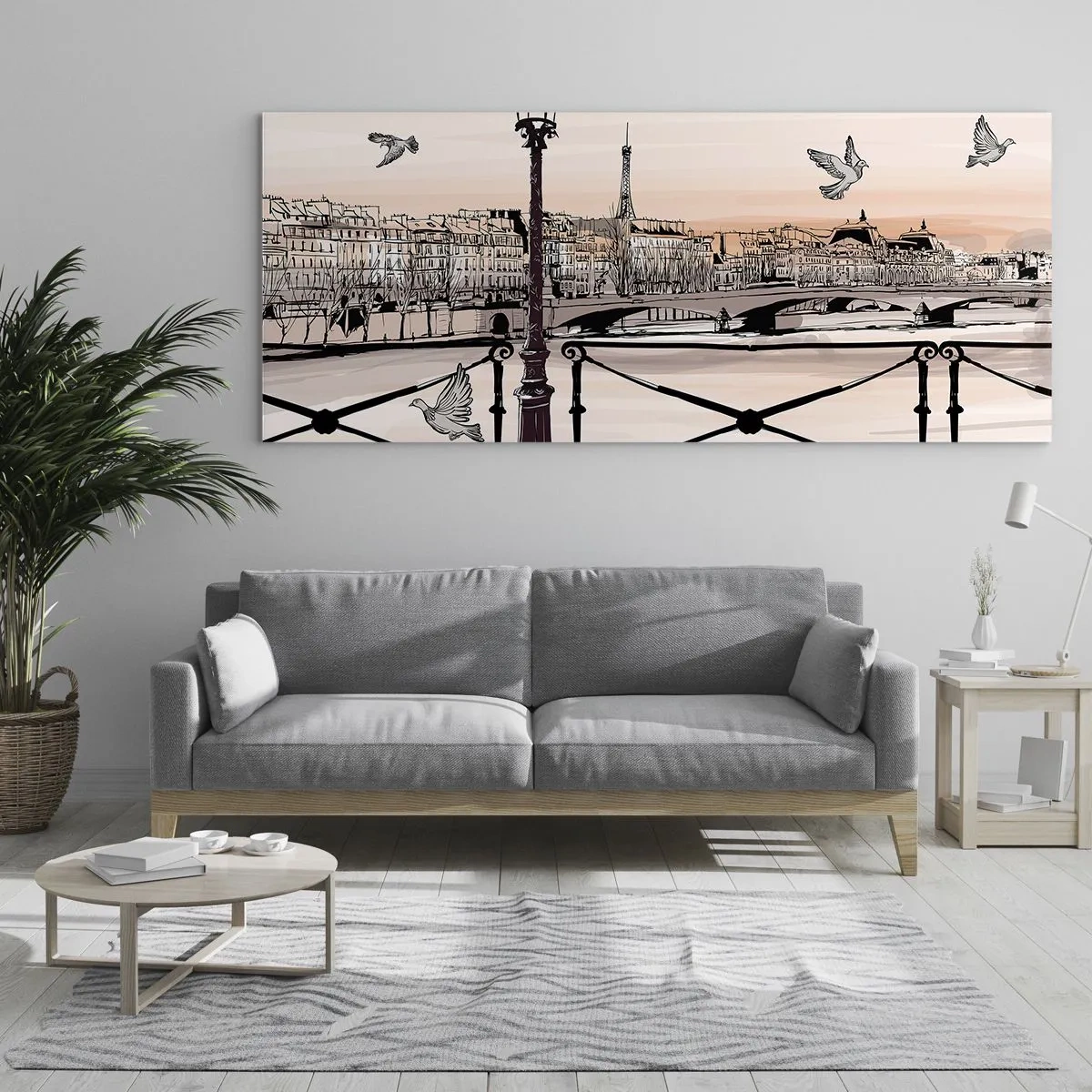 Obraz na szkle - Nad dachami Paryża - 100x40 cm