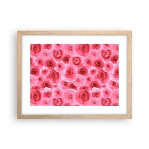 Plakat w ramie jasny dąb - Róże na dole i na górze - 40x30 cm