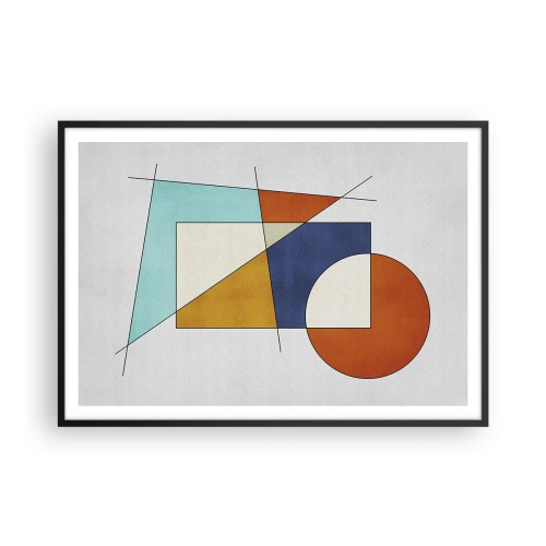 Plakat w czarnej ramie - Modernistyczna kompozycja geometrycznych kształtów i kolorów - 100x70cm - Abstrakcja: modernistyczna zabawa - Nowoczesna dekoracja ścienna do salonu i sypialni ARTTOR