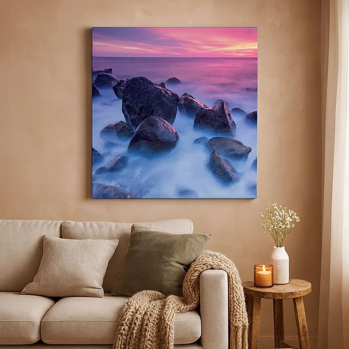 Obraz na płótnie - Narodziny w blasku i mgle - 30x30 cm