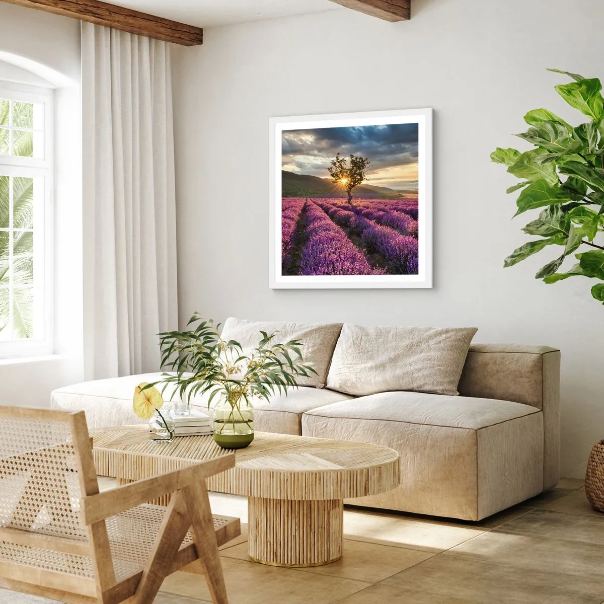 Plakat w białej ramie - Aromat w kolorze lila - 40x40 cm