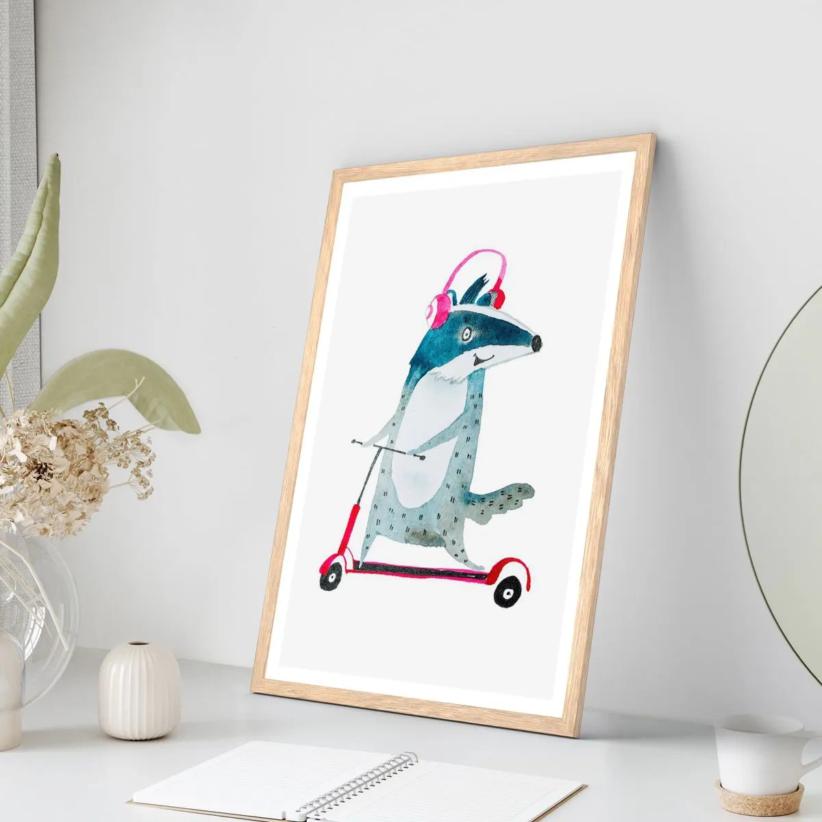 Plakat w ramie jasny dąb - Borsucze radości - 40x50 cm