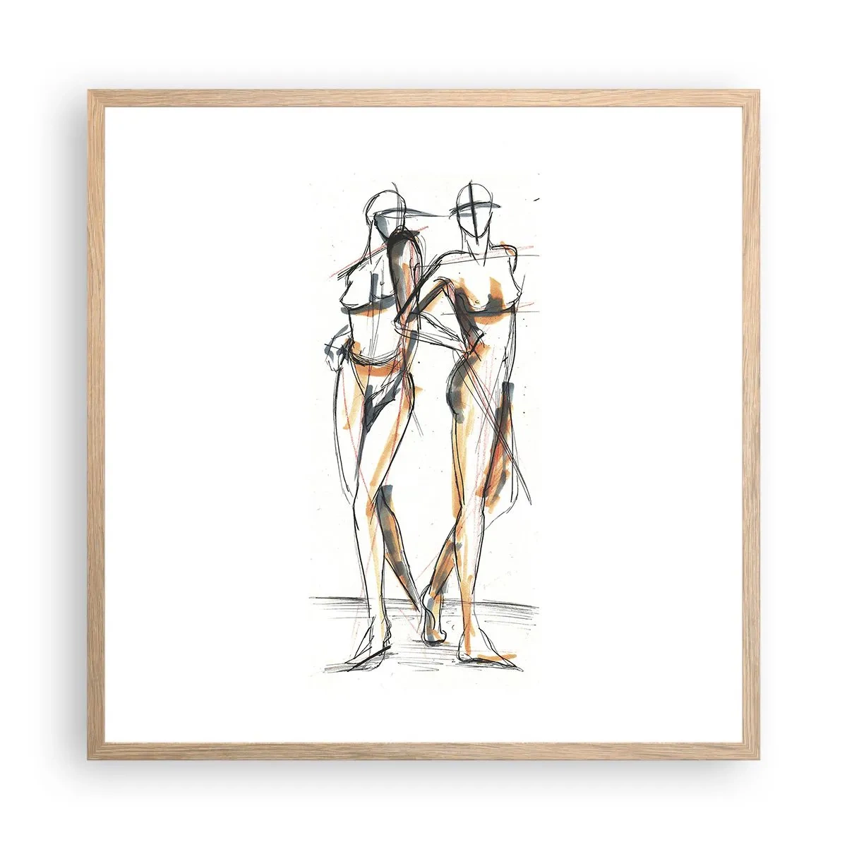 Plakat w ramie jasny dąb - Studium wdzięku - 60x60 cm