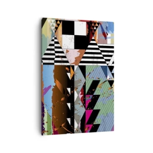 Obraz na płótnie - Abstrakcyjna kompozycja geometryczna z żywymi kolorami - 70x100cm - Geometrycznie i organicznie - Nowoczesna dekoracja ścienna do salonu i sypialni ARTTOR