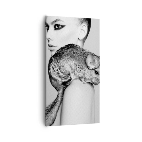 Obraz na płótnie - Dama z szynszylą - 55x100 cm