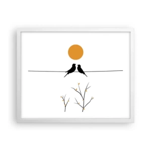 Plakat w białej ramie - Słowiczy wieczór - 50x40 cm