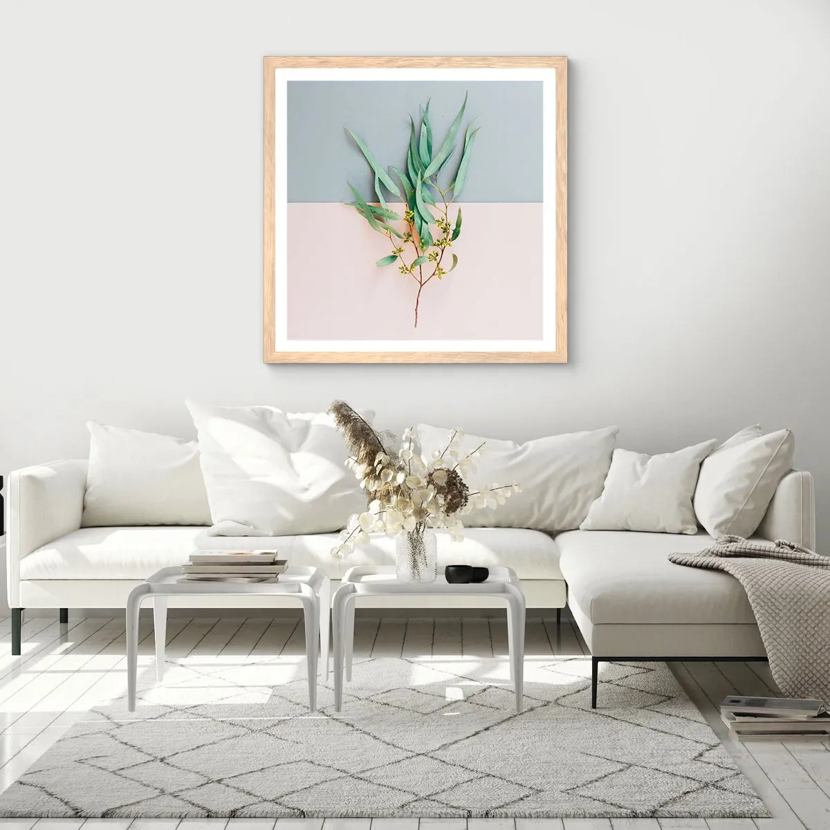 Plakat w ramie jasny dąb - Pastelowa subtelność - 30x30 cm