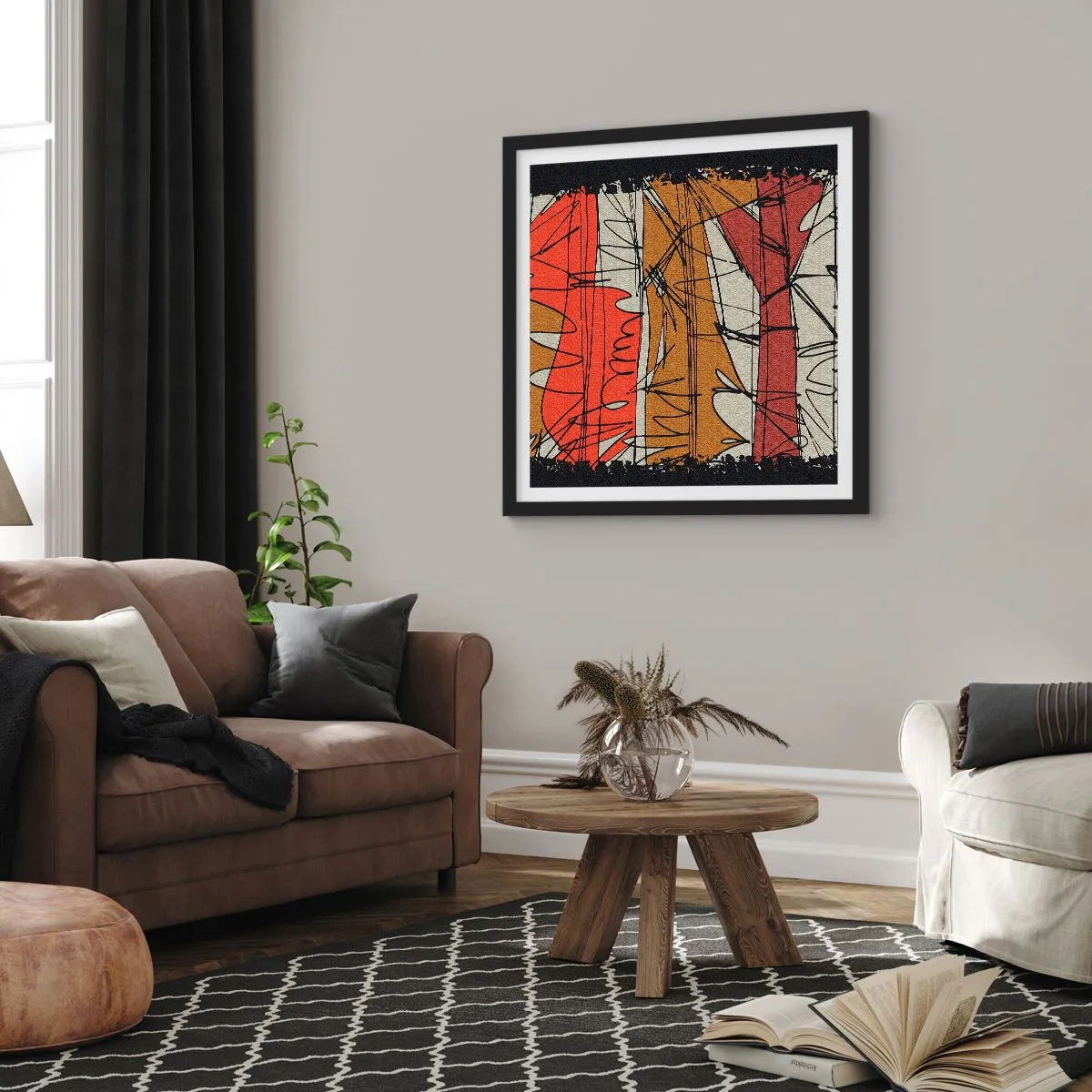 Plakat w czarnej ramie - Kompozycja spontaniczna - 40x40 cm